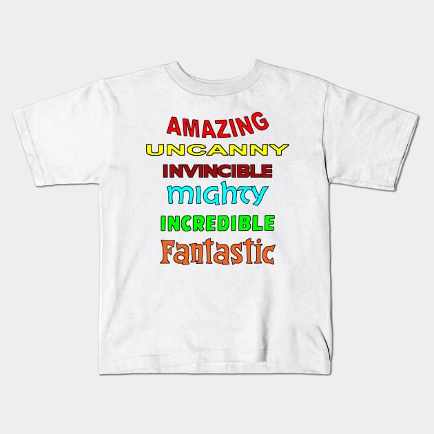 Comic Book Adjectives Kids T-Shirt by GloopTrekker